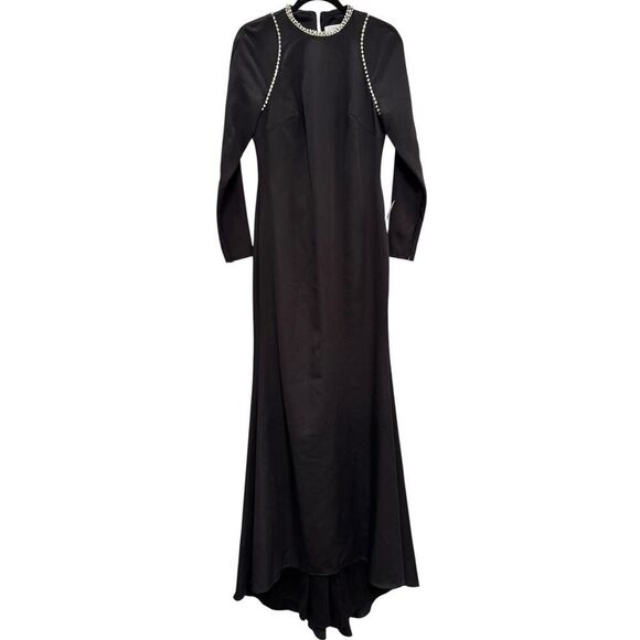 Ieena for Mac Duggal Black Raglan Long Sleeve High Neck Gown - Size 6 - NWT - Picture 4 of 6